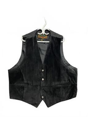 Vintage G-III Black Suede Men's Vest with Adjustable Back Strap Size 3XL